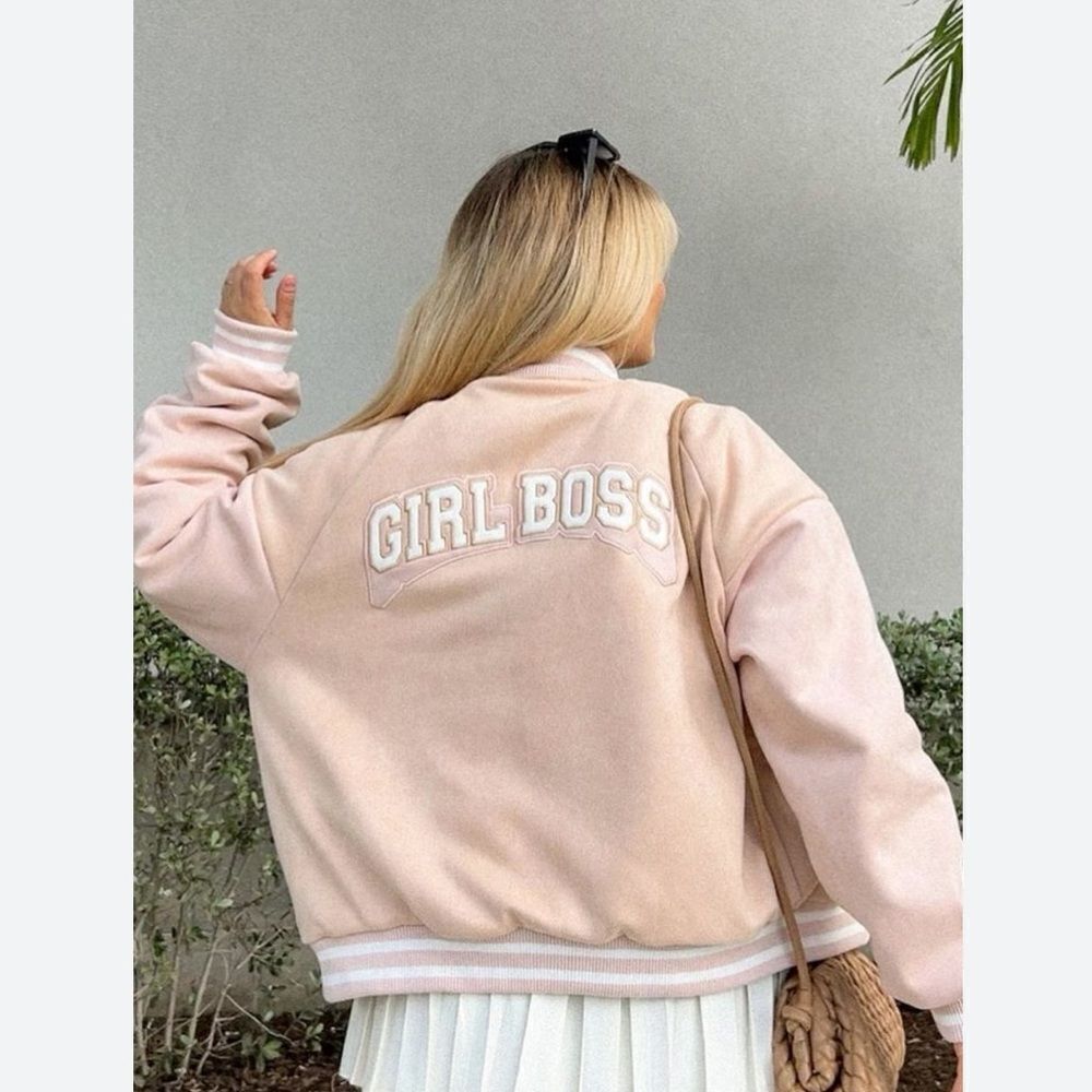 Edikted Girl Boss Varsity Jacket NEW